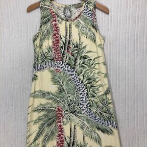 Tommy Bahama Sleeveless Midi Dress Tropical Palm Print Yellow Blue Red Size S